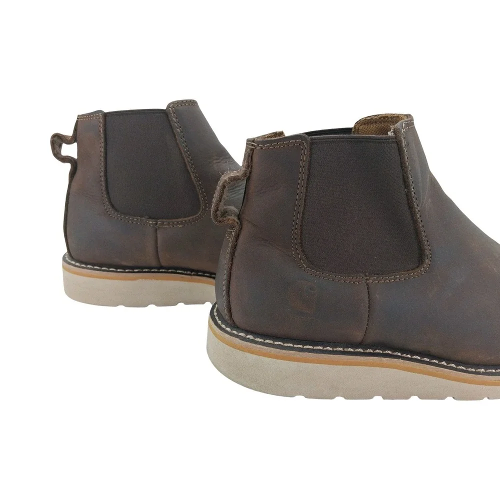 Carhartt Chelsea Boots Mens Size 8.5 Brown Leather Pull On Ankle Work Boots